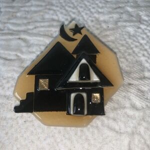 House Pins By Lucinda Vintage Brooch Handmade Starry Night Halloween